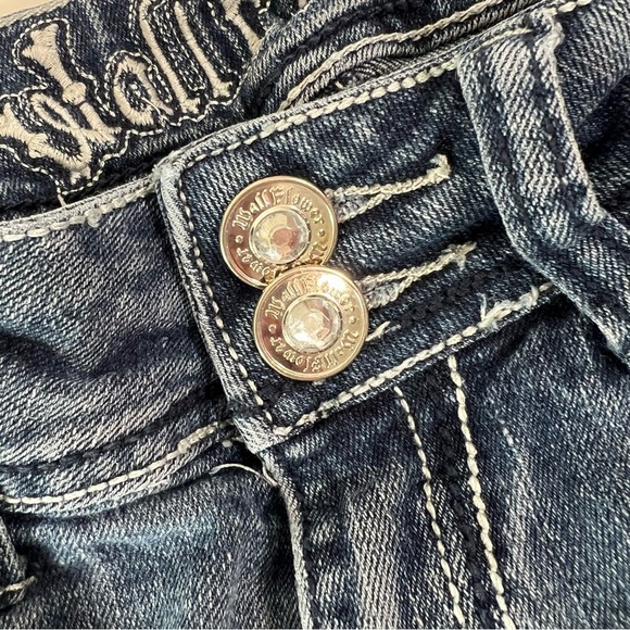 Wallflower Bootcut Bedazzled Back Pockets Blue Denim Jeans Size 9 - Picture 5 of 12